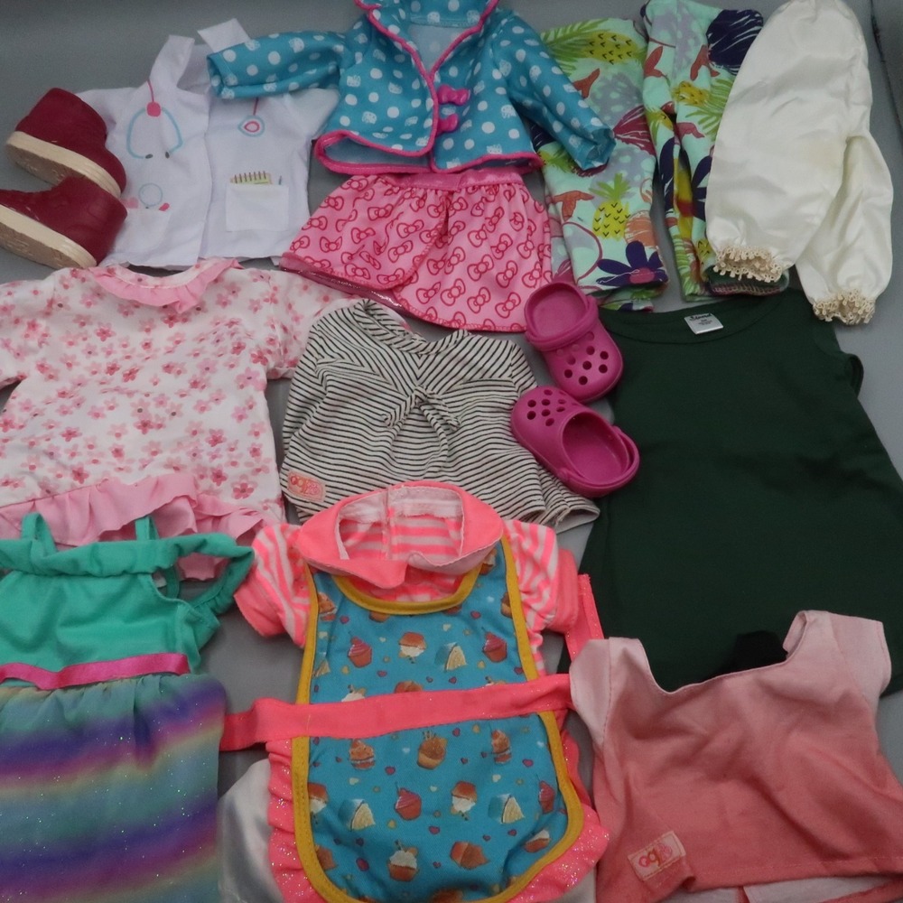 12 Mixed lotOG Battat‎ 18" Doll Clothes Top Skirts Hello kitty Pjs Shoes